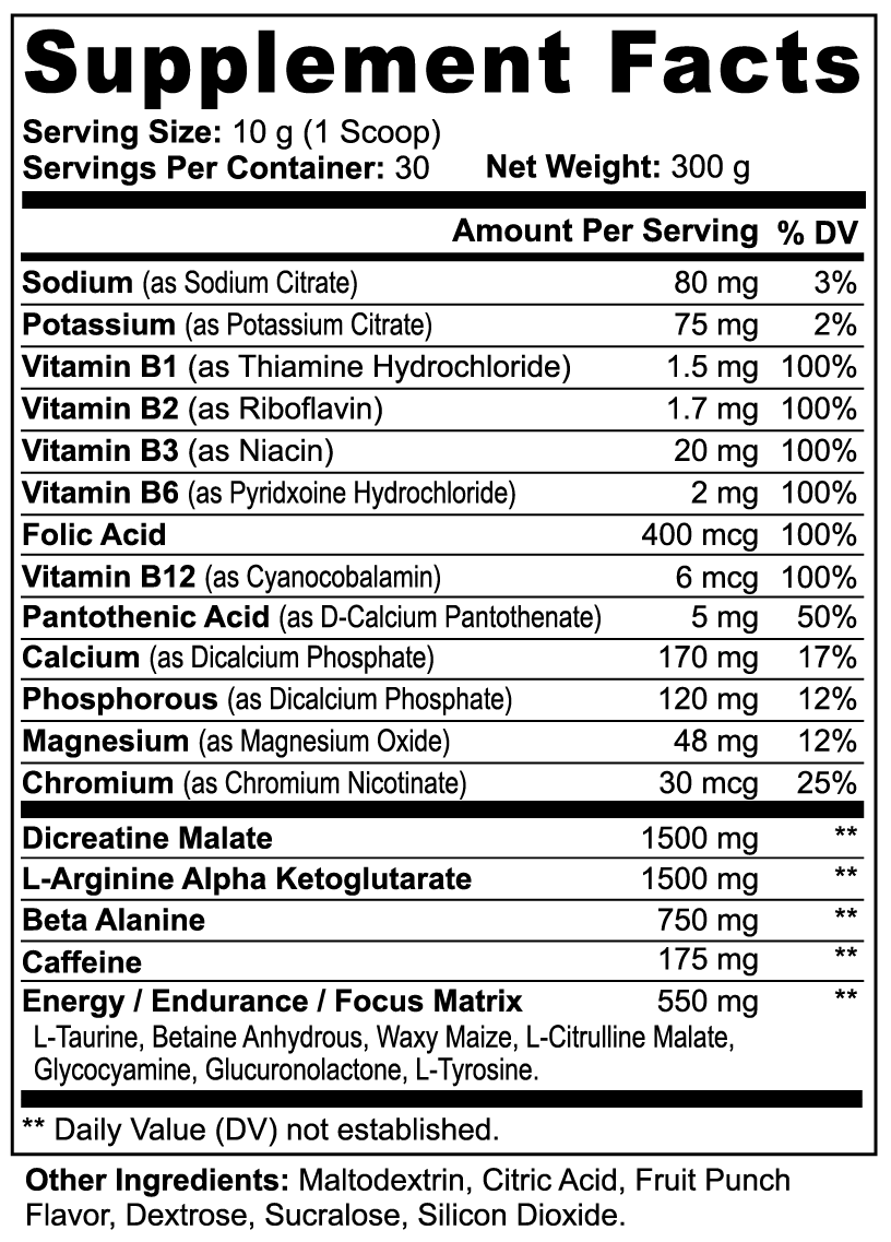 Eden's Nitric Shock Pre-Workout Powder (Fruit Punch)